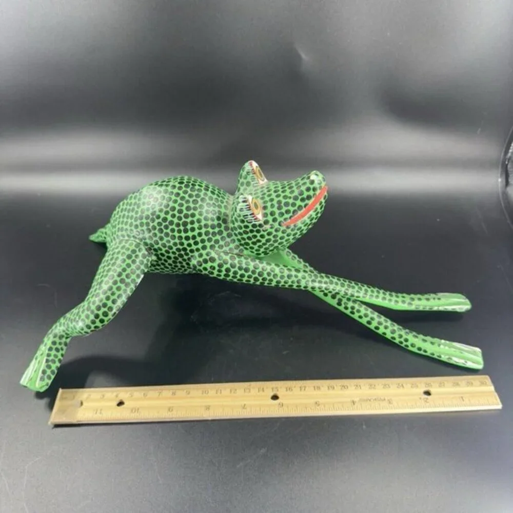 Francisco‎ Esteban Hernandez Mexican Folk Art Wood Long Frog Animal Signed AS IS